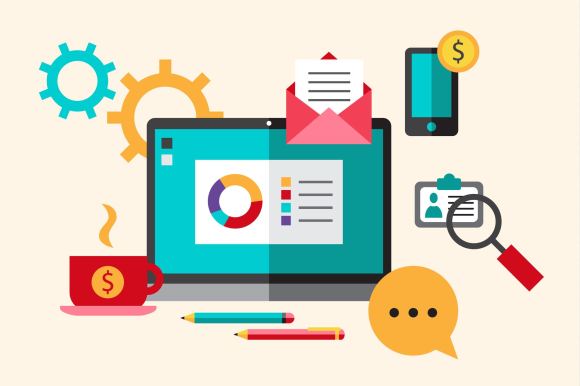 Business strategy planning icon flat set with effective management achieving a goal isolated vector illustration